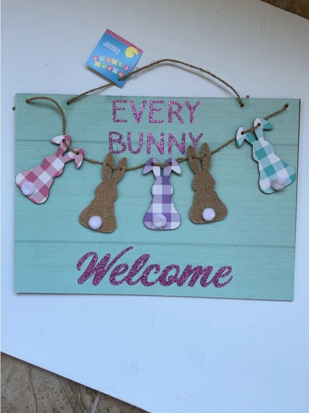 Every bunny welcome Easter spring front door sign decor art NEW 3-d Shabby chic - Picture 4 of 11